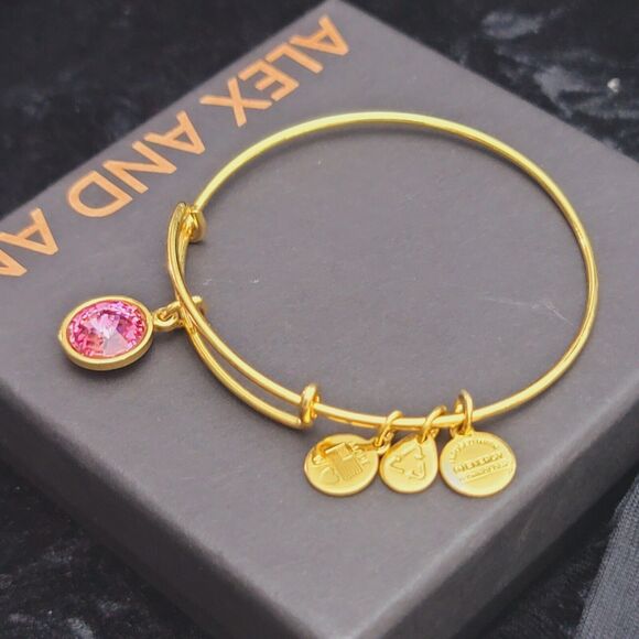 Alex and Ani October Birthstone Gold Bangle - Picture 3 of 8